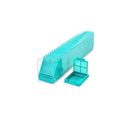 Micromesh Biopsy Cassette, Quickload Sleeve, 45 Angle, Acetal, Aqua, Bulk, 750/cs