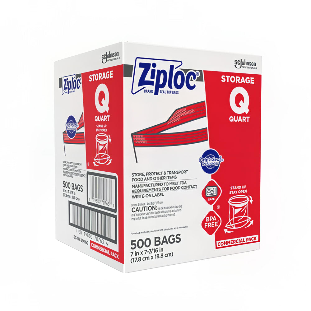 Ziploc Storage Bags, 1qt, 500/pk
