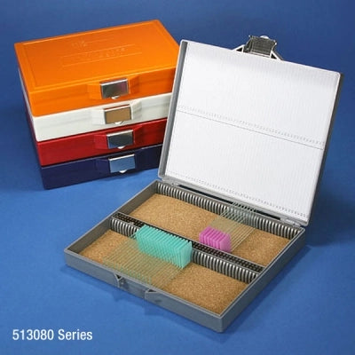 Slide Box, for 100 Slides, Cork Lined, Stainless Steel Lock, White