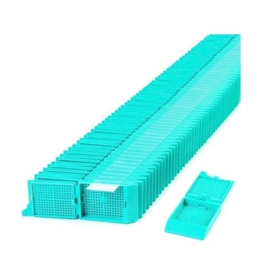 Unisette Biopsy Cassette, Quickload 35 Angle Stack (Taped), Acetal, Aqua, Bulk, 1000/cs