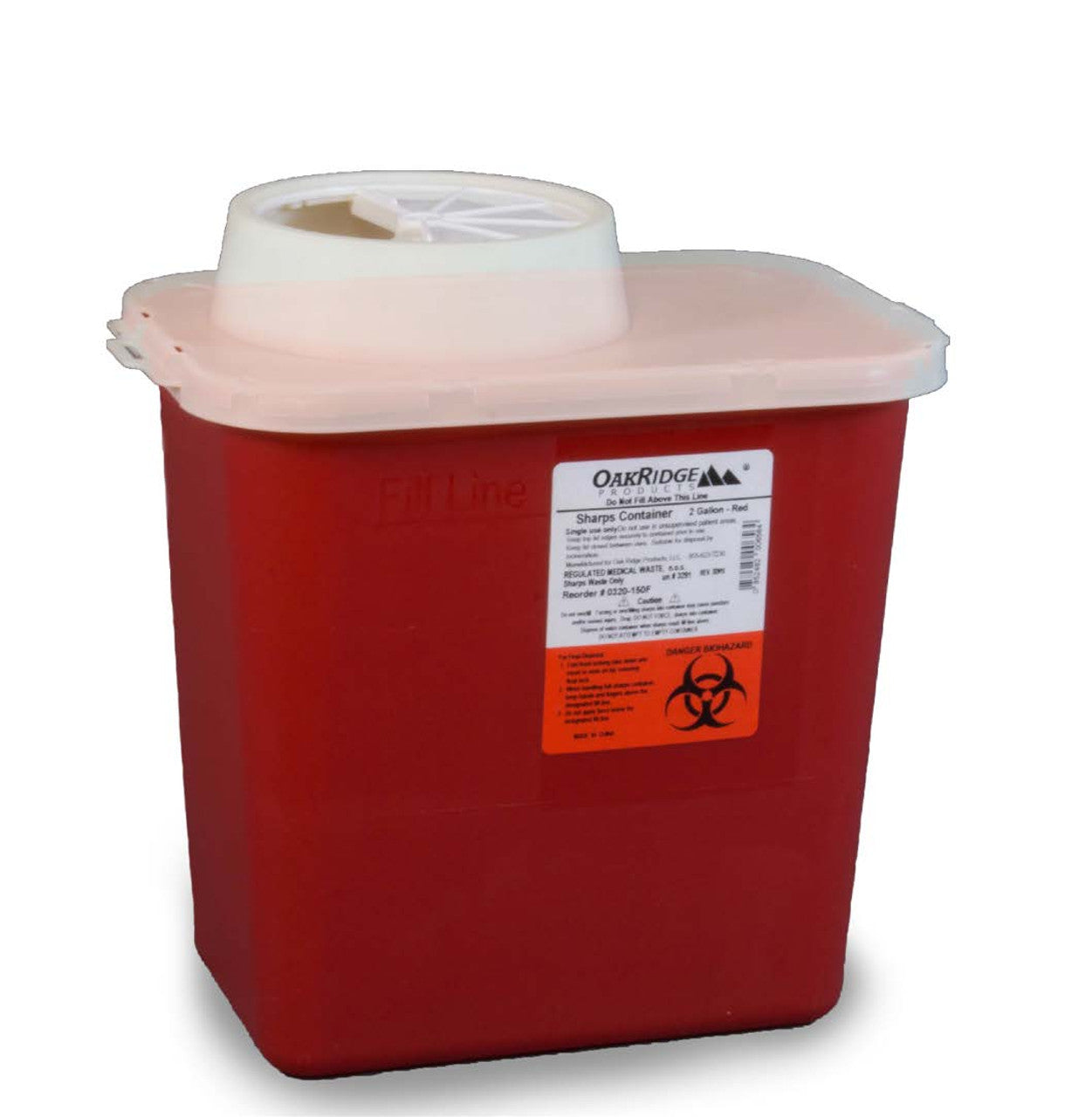 Sharps Container, 14 Quart, Red Base/ Translucent Chimney Top Lid, 10/cs