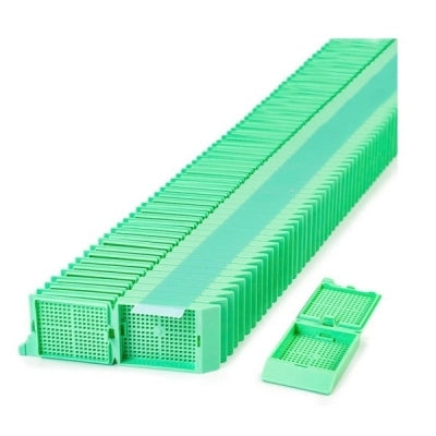Unisette II Cassette for Automatic Feed Printer with Covers, Biopsy, Green, 200/bx, 5 bx/cs