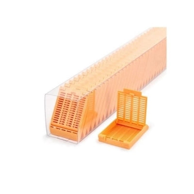 Slimsette Tissue Cassette, Quickload 45 Angle Stack (Taped), Acetal, White, Bulk, 2000/cs