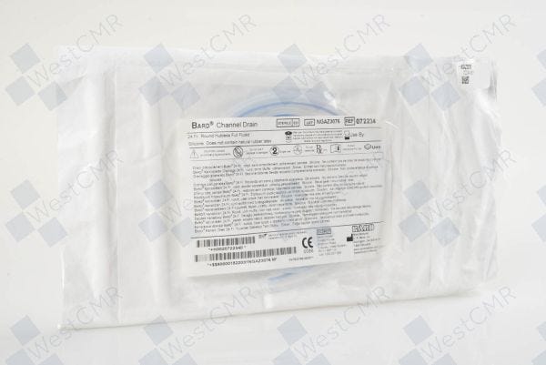Channel Drain, Silicone, Round Hubless, Full-Fluted, 5/16", 8 mm, 24 FR, 10/cs (US Only)