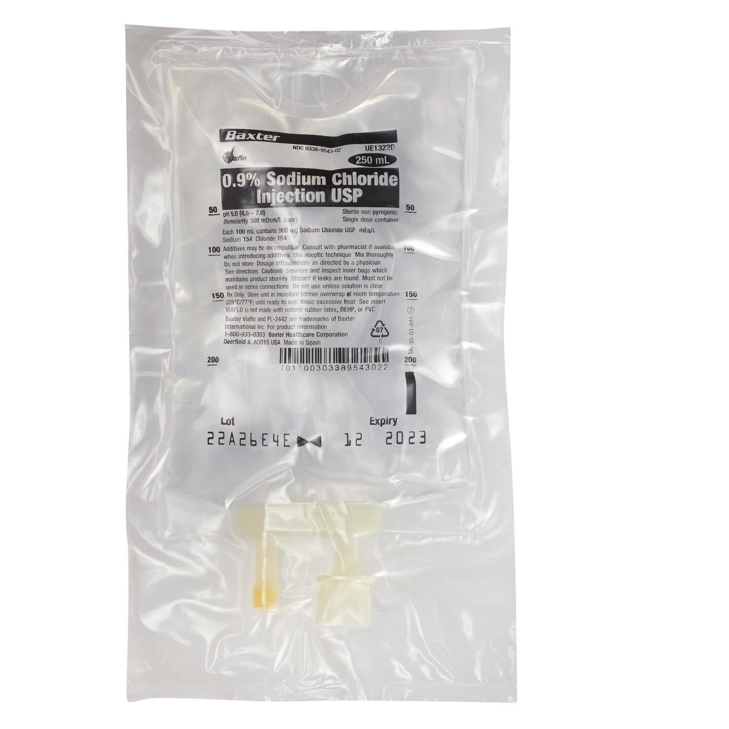 Sodium Chloride Injection, 0.9%, USP, 250 ml, Dripless Access Container (DAC), Viaflo Plastic Container, 30/cs (Rx) (Continental US Only) (Product Access Restricted. Check with your sales rep to verify eligibility) <Strong style="color:red">Max weekly quantity allowed: 10</Strong>