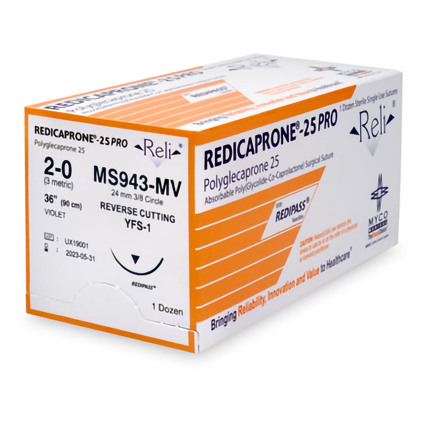 Suture, 2-0, Redicaprone, Monofilament, 36", YFS-1, 12/bx (US Only)