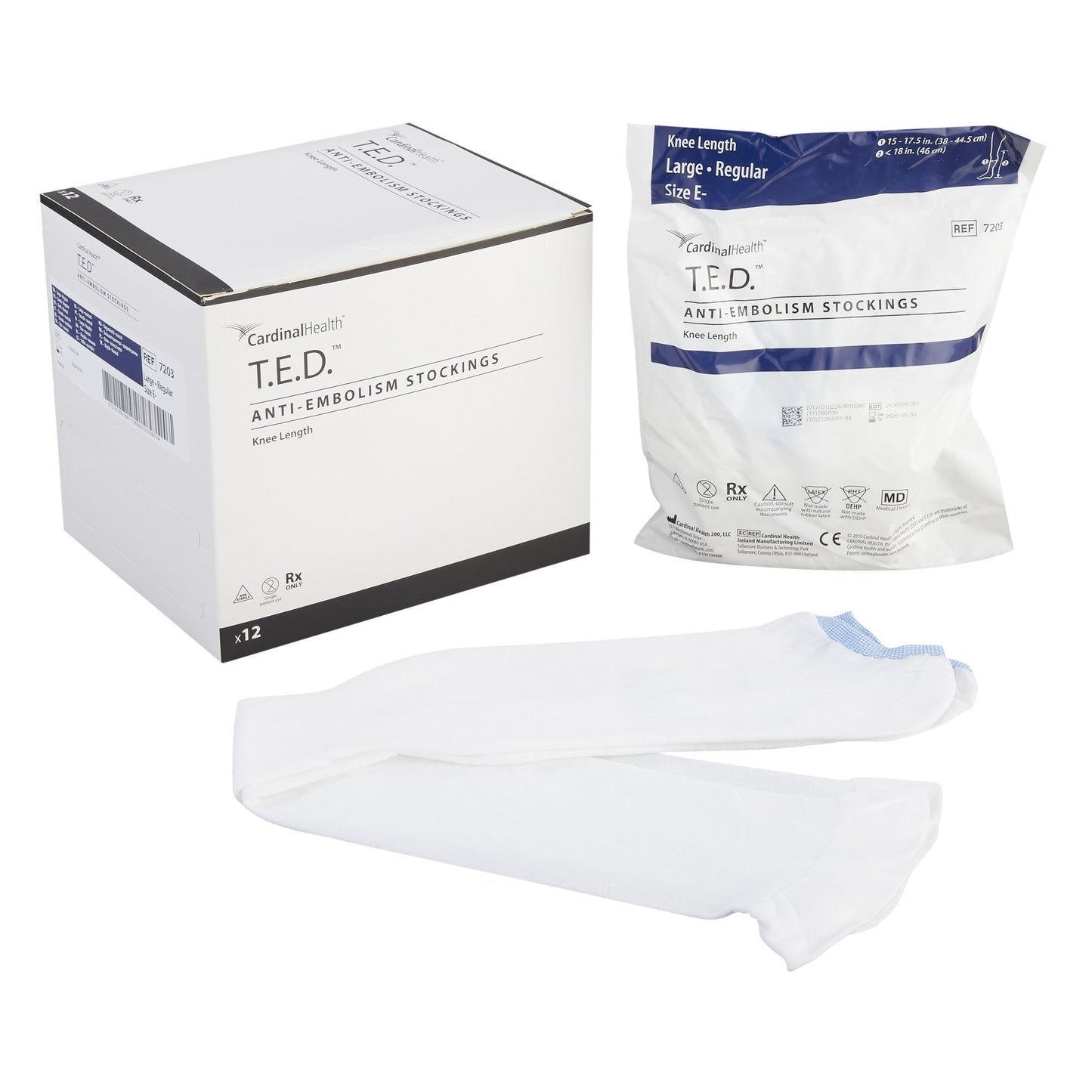 Knee-Length Anti-Embolism Stocking, Large, Regular Length, Blue, 12 pr/ctn (Continental US Only)