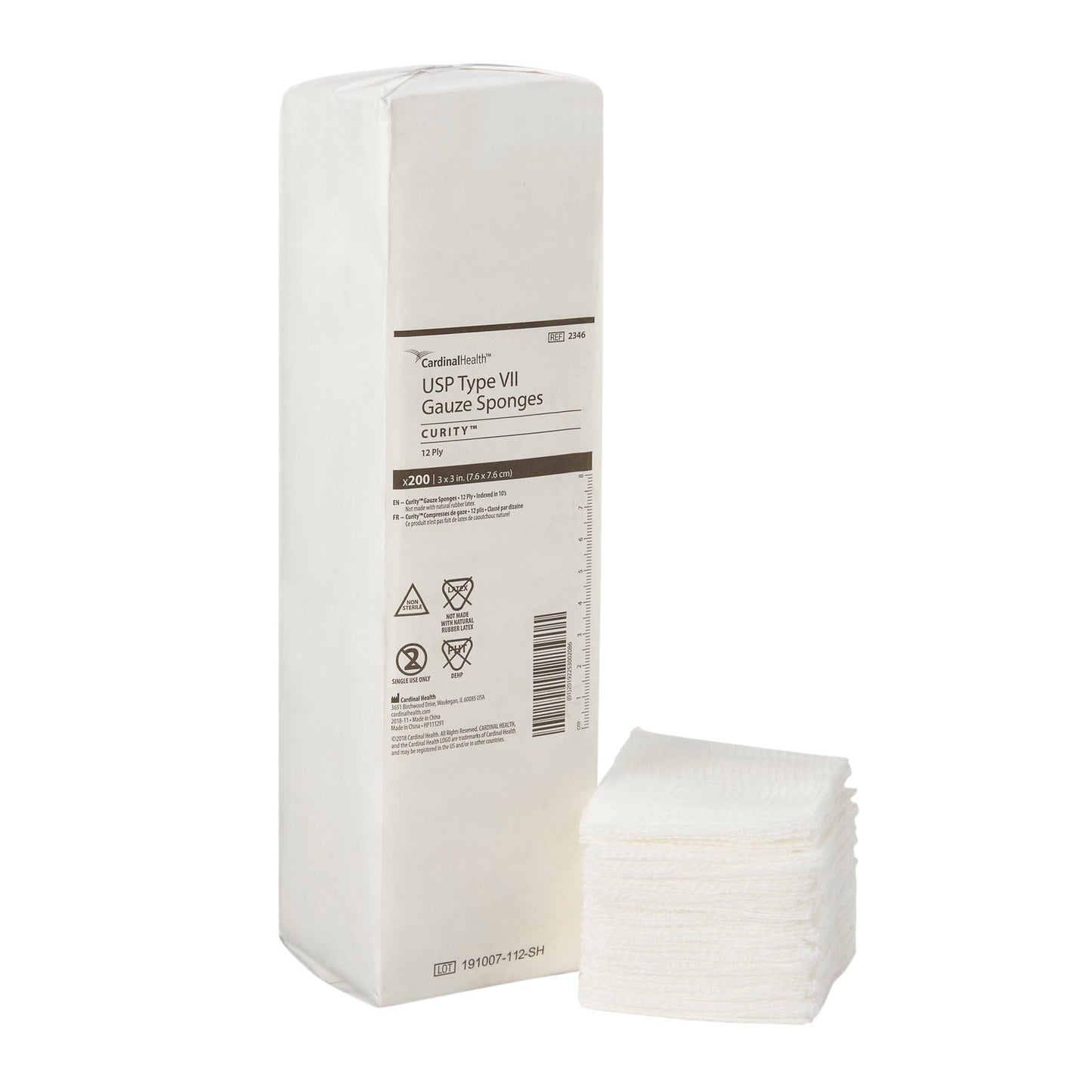 Gauze Sponge, 3" x 3", 12-Ply, Non-Sterile, 200/bg, 20 bg/cs (Continental US Only)