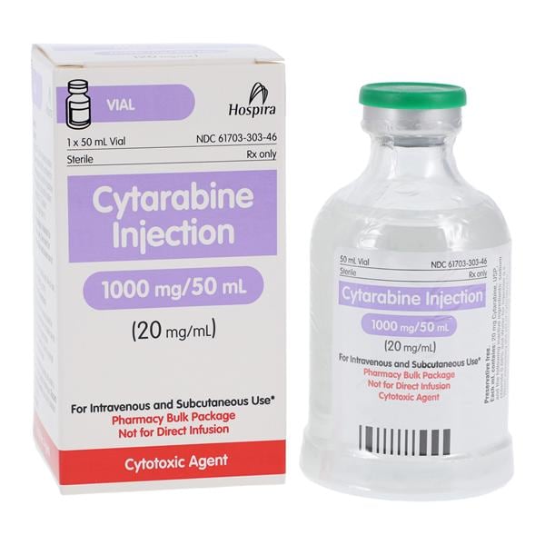 Cytarabine Injection, Aqueous, 20 mg/ml, 50 ml Vial, Pharmacy Bulk Package, Onco-Tain Glass Vial (Rx) (Item is Non-Returnable) (We must have your Wholesale Drug License on File before shipping this product) (US Only, Excluding IN and ND)