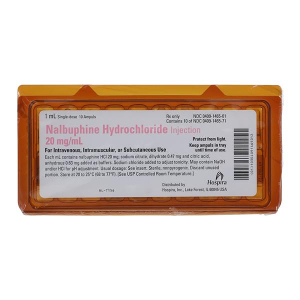 Nalbuphine Hydrochloride Injection, 20 mg/ml, 1 ml Glass Ampul, 10/bx (Rx) (Item is Non-Returnable) (We must have your Wholesale Drug License on File before shipping this product) (US Only, Excluding IN and ND)