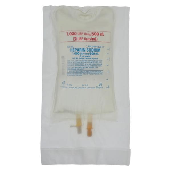 Heparin Sodium in 0.9% Sodium Chloride Injection, 2 units/ml, 500 ml Flexible Container, 2 Port, 18/cs (Rx) (Item is Non-Returnable) (We must have your Wholesale Drug License on File before shipping this product) (US Only, Excluding IN and ND)