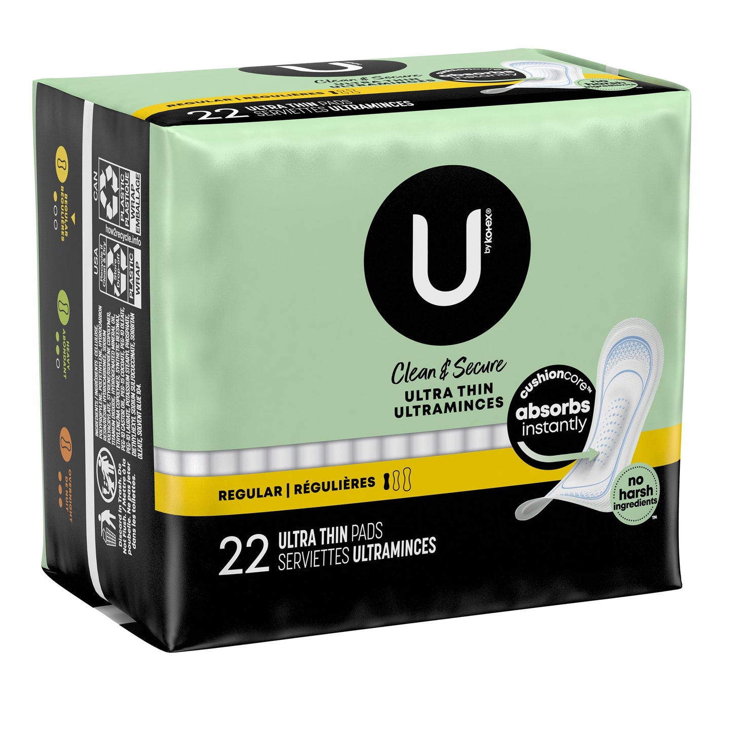 Kotex Maxi Pads, Heavy, Premium, 44pk, 3 pk/cs
