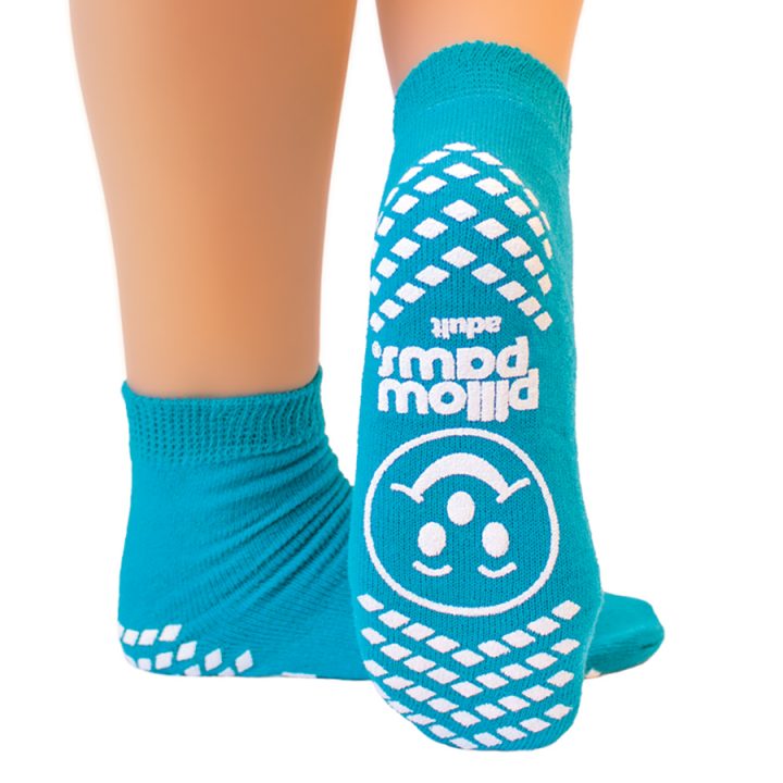 Slipper Socks, Pillow Paws Single Imprint Terries, Adult, Teal, 48pr/cs