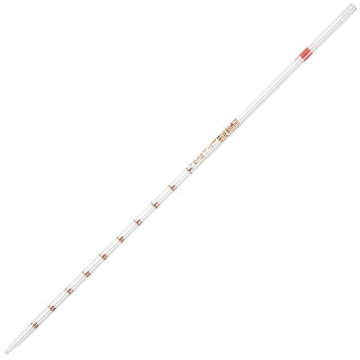 Pipette, Serological, Globe Glass, Reusable, 1mL, To Deliver (TD), 0.1 Graduations, Red Band, ASTM E1044, 6/bx