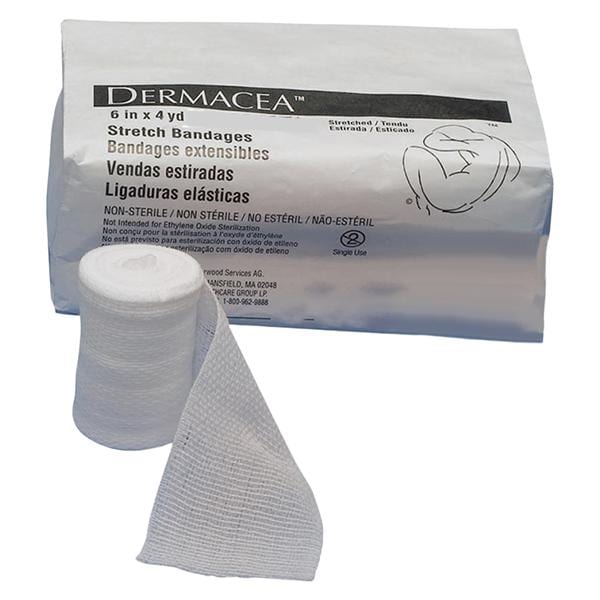 Dermacea Stretch Gauze Bandage Roll, 6" x 12 ft, 1-Ply, Sterile, 12 rl/bg, 4 bg/cs (Continental US Only)