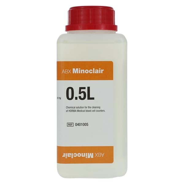 Solution, Enzymatic, Minoclair Hemotology, for ABX Micros 45/60 Analyzers, Bleaching/Cleaning Solution, 5L (DROP SHIP ONLY) (US Only) (Not Available For Sale into Canada) (Must be Refridgerated)