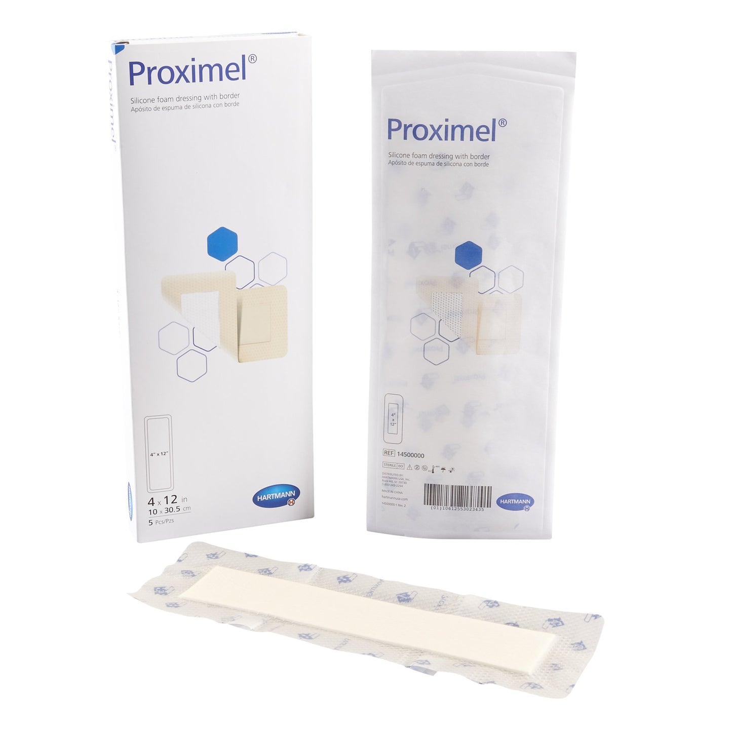 Foam Dressing with Border, 4" x 12", 5/bx, 6 bx/cs