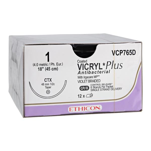 Suture, Taper Point, Size 1, 8-18", Violet Braided, Needle CTX , _ Circle, 1 dz/bx (Continental US Only)