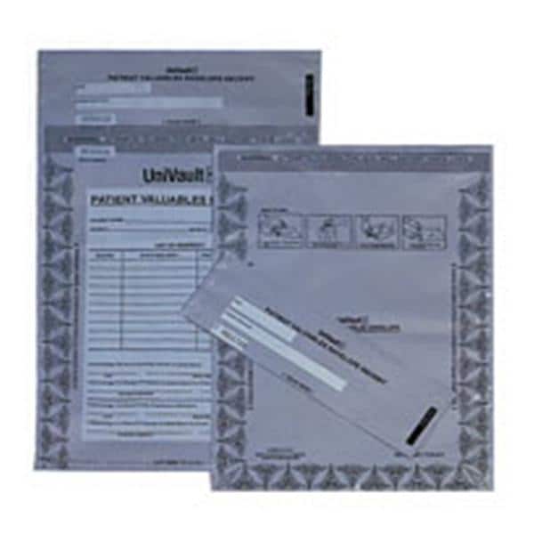 Bag, Patient Valuables, 9" x 12", Tamper Evident with Permananent Adhesive Closure, Opague Gray/Blue, 100/pkm 10 pk/cs