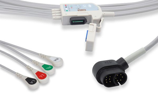 Direct-Connect ECG Cable, 4 Leads, Snap, AHA, Zoll Compatible (DROP SHIP ONLY) (Freight Terms are Prepaid & Added to Invoice - Contact Vendor for Specifics)