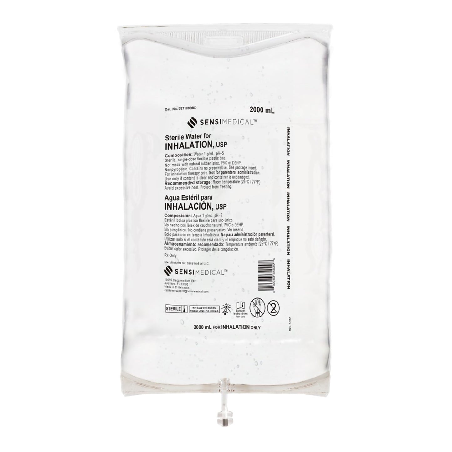 Sterile Water for Inhalation DEHP Free Bag, USP, 2000mL 6bgs/cs