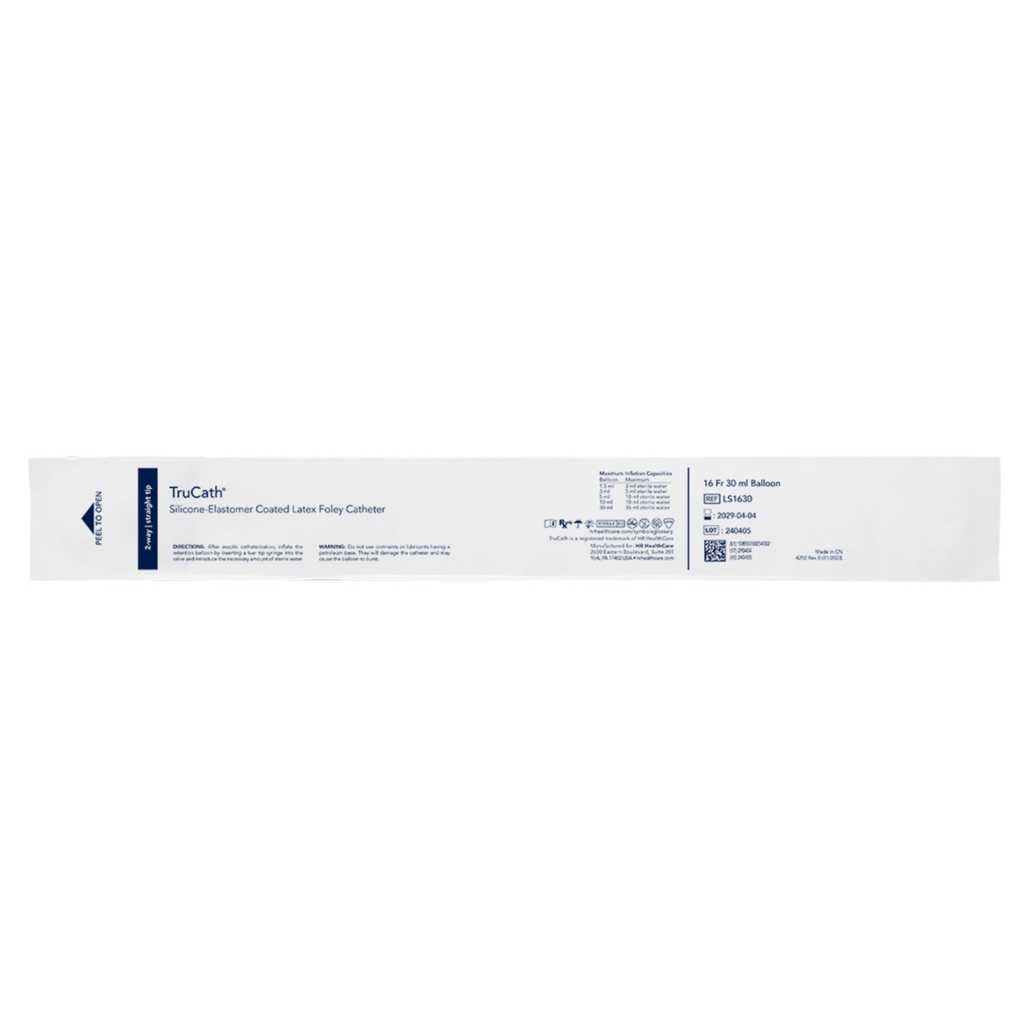Catheter, TruCath, Silicone-Elastomer Coated Latex, Foley, 2-Way, 30ml Balloon, 16fr, 12ea/cs