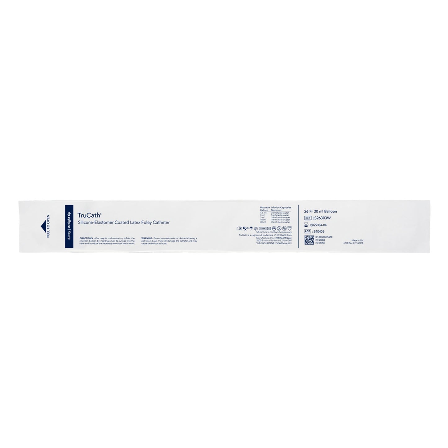 Catheter, TruCath, Silicone-Elastomer Coated Latex, Foley, 3-Way, 30ml Balloon, 26fr, 12ea/cs