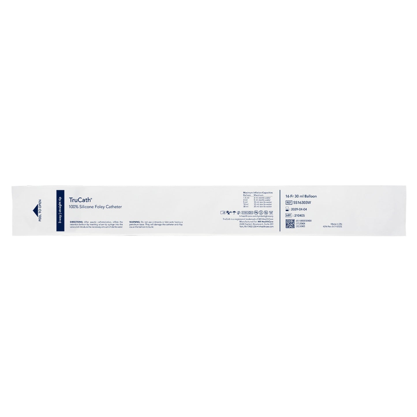 Catheter, TruCath, 100% Silicone Foley Catheter, 3-Way, 30ml Balloon, 16fr, 12ea/cs
