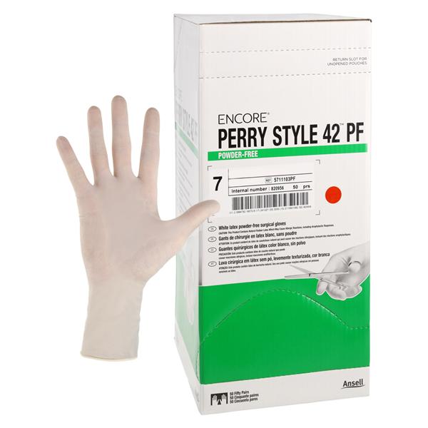 Surgical Gloves, Powder-Free (PF), Latex, Beaded, Size 7, 50 pr/bx, 4 bx/cs (40 cs/plt) (US Only)
