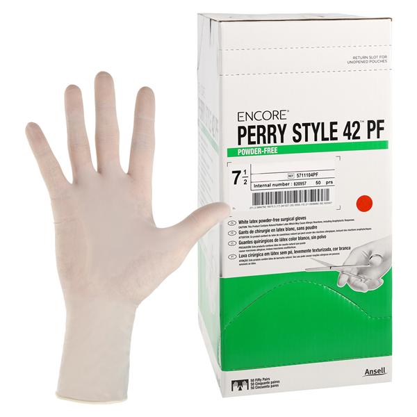 Surgical Gloves, Powder-Free (PF), Latex, Beaded, Size 7.5, 50 pr/bx, 4 bx/cs (US Only)