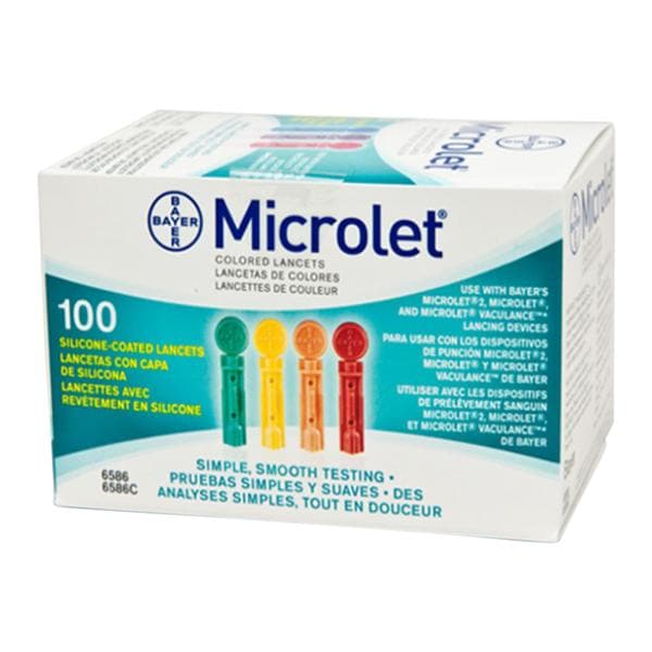 Lancets, Color, Silicone Coated, CLIA Waived, 100S