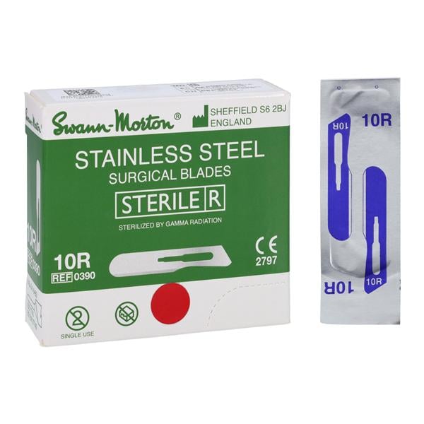 Blade, Swann Morton, Stainless Steel, Size 10, Sterile, 100/bx (DROP SHIP ONLY)