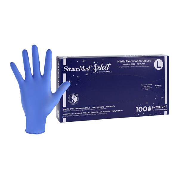 Exam Glove, Nitrile, Powder-Free (PF), Textured Fingertips, Beaded Cuff, Large, 100/bx, 10 bx/cs (96 cs/plt)