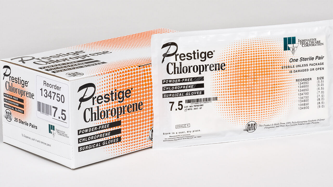 Gloves,Surgical, Size 5.5, Polychloroprene, Sterile, PF, Textured Finish, 25 pr/bx, 4 bx/cs