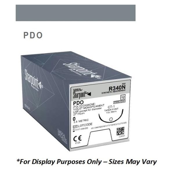 Sharpoint Suture, PDO (Polydioxanone), 3-0, Violet, 70cm, SH, Taper Point, 1/2 Circle, 26mm, 12/bx