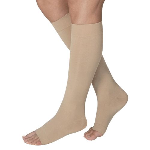 Compression Hose, Knee High, 20-30 mmHG, Open Toe, Petite, Natural, Large (Continental US Only)