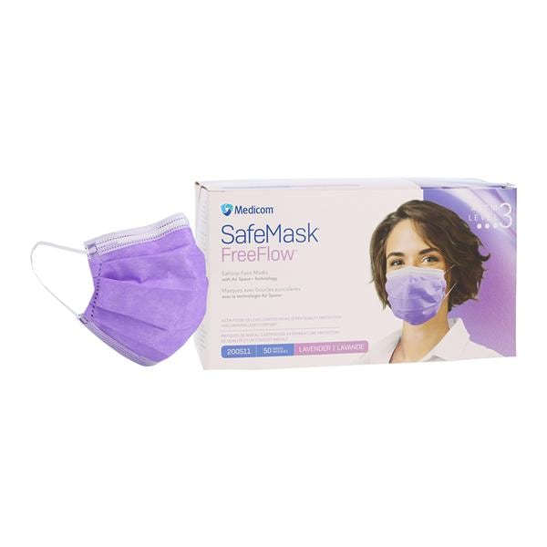 FreeFlow Face Mask, ASTM Level 3, Lavender, 50/bx, 10 bx/cs (Not Available for sale into Canada)