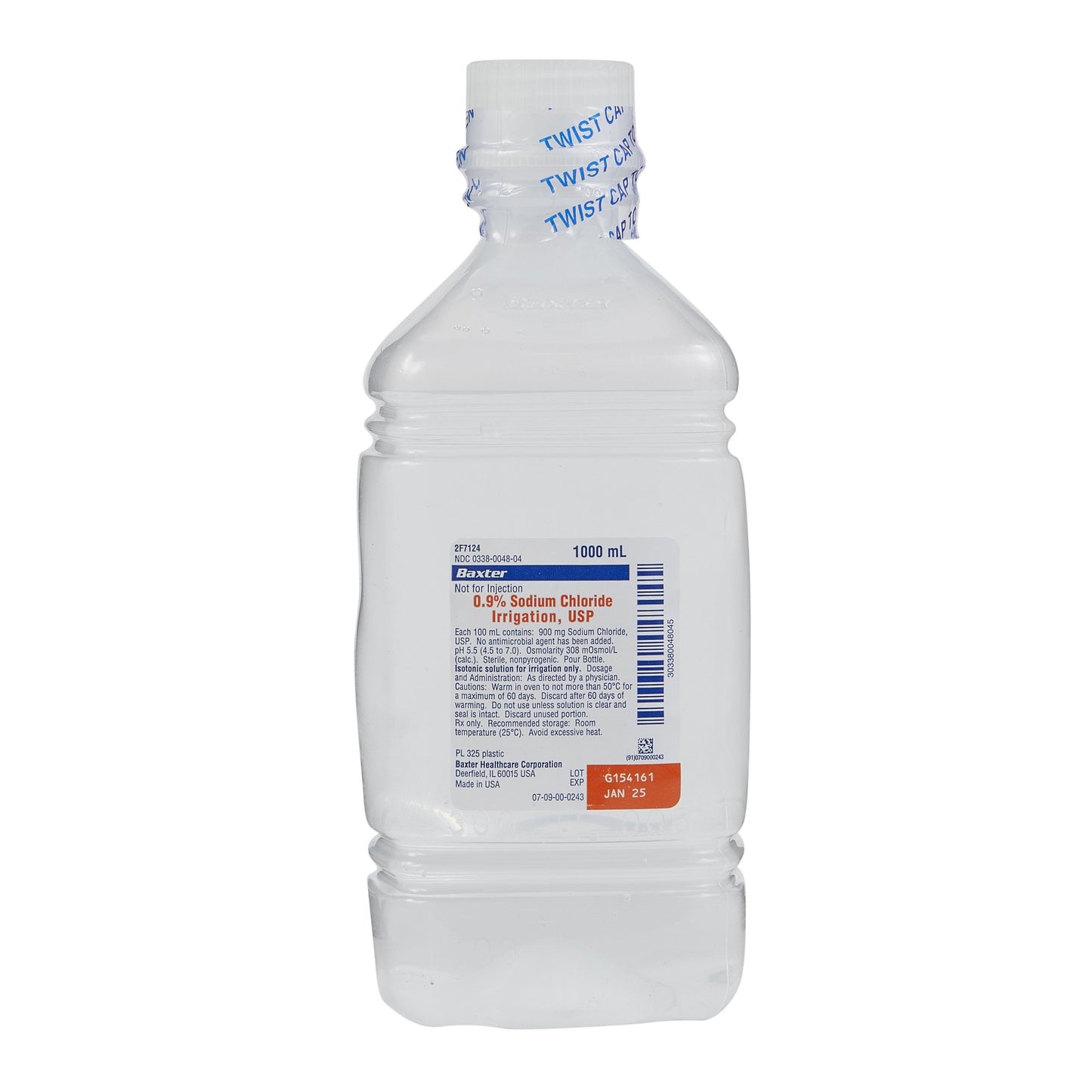 Sodium Chloride Irrigation, 0.9%, USP, 1000 ml, Plastic Pour Bottle, Non-Pyrogenic, Sterile, 12/cs (50 cs/plt) (Rx) (Continental US Only) (Product Access Restricted. Check with your sales rep to verify eligibility)