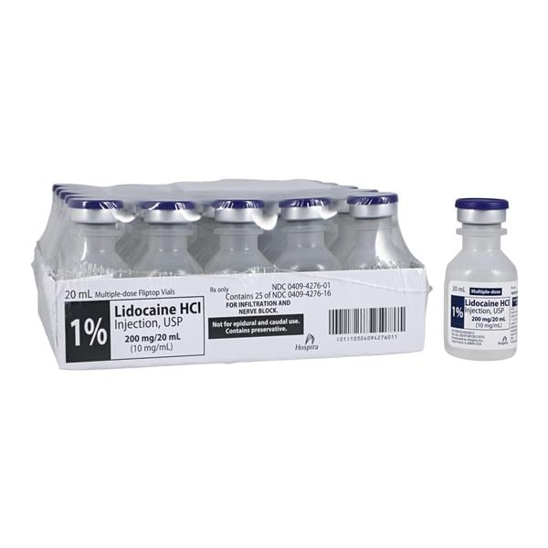 Lidocaine Hydrochloride Injection, USP, 10 mg/ml, 20 ml Vial, Multiple Dose, Plastic Fliptop Vial, 25/bx (Rx) (Item is Non-Returnable) (We must have your Wholesale Drug License on File before shipping this product) (US Only, Excluding IN and ND) (Item on Manufacturer Backorder - Inventory Limited when Available)