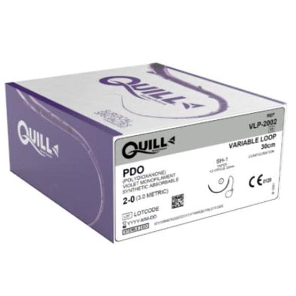 PDO Suture, Diamond Point, Size 2-0, 30cm, 26mm, 1/2 Circle, 12/bx