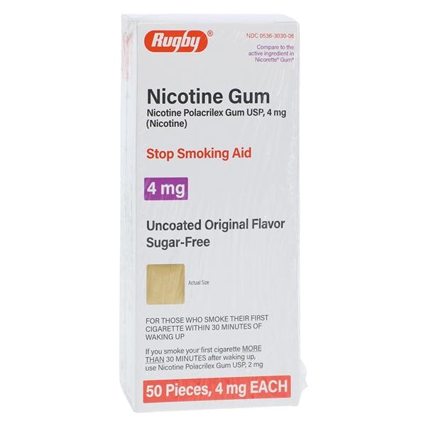 Nicotine Gum, 4mg, Non-Flavored, 50s, Compare to Nicorette, 24/cs, NDC# 00536-3030-06 (US Only)