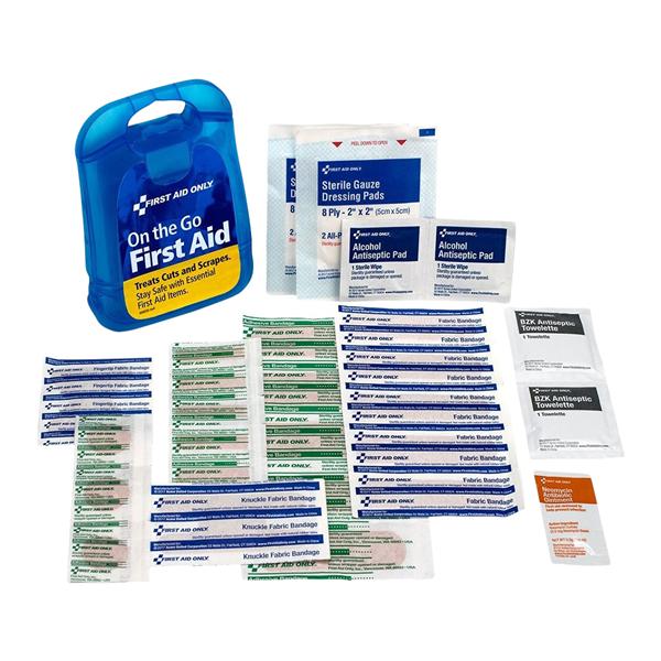 29 Piece Mini Clear Blue Plastic First Aid Kit, 12/cs (DROP SHIP ONLY - $150 Minimum Order)