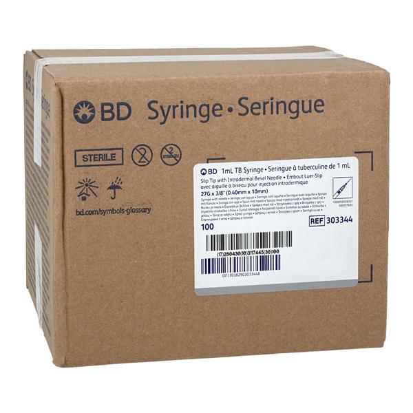 Syringe with Needle, 1 ml, S/T, 27G x 3/8", IB, 100/pk, 8 pk/cs (Continental US Only) (Drop Ship Requires Pre-Approval)