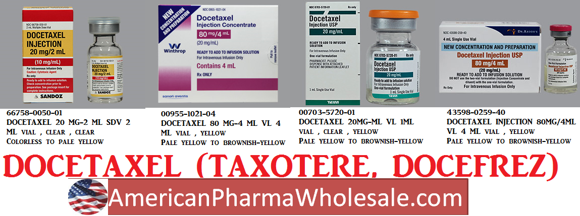 Docetaxel Injection, USP, 20 mg/ml, 8 ml Vial, Multiple Dose, Onco-Tain Glass Fliptop Vial (Rx) (Item is Non-Returnable) (We must have your Wholesale Drug License on File before shipping this product) (US Only, Excluding IN and ND)