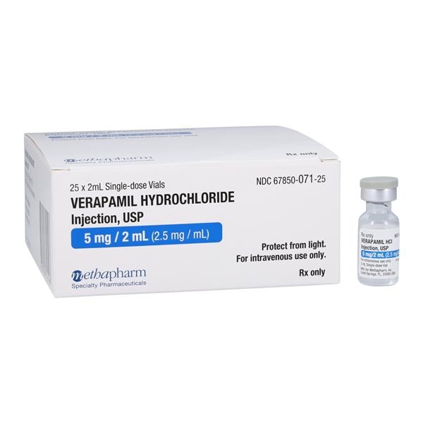 Verapamil Hydrochloride Injection, USP 2.5 mg/ml, 4 ml, 5/bx (Rx) (US Only, Excluding IN and ND) (Product is Non-Returnable)