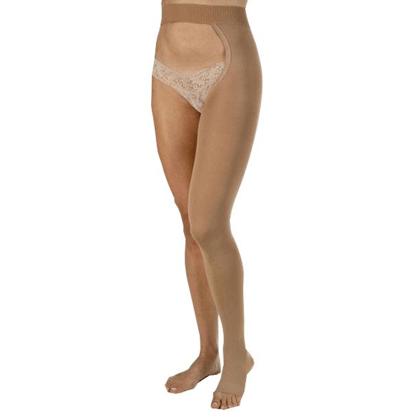 Compression Stockings, Chap Style, 20-30, Open Toe, Left, Beige, Large (Continental US Only)