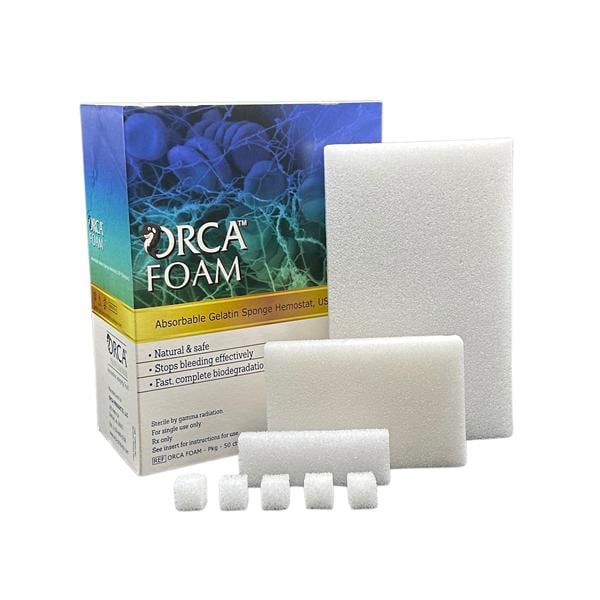 ORCA Foam, Porcine Gelatin Hemostatic Sponges, 10mm x 10mm x 10mm, 32/bx (Rx) (US Only, Excluding IN and ND) (Products cannot be sold on Amazon or any third Party sites)