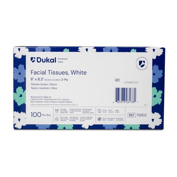 Facial Tissues, Premium, 8" x 8.3", 2 Ply, Made of 100% Virgin Wood Pulp, No Fragrance or Lotion, 100/BX, 36 BX/CS