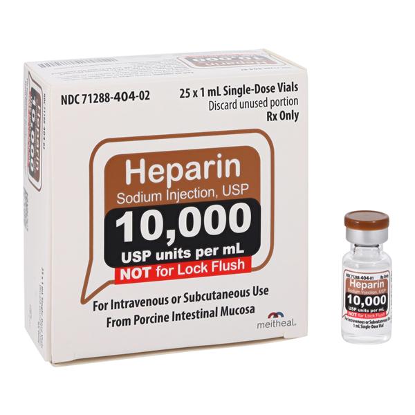 Heparin Sodium Injection, USP, 10,000 USP units per 1 ml, SDV, 25/bx (Rx) (Item is Non-Returnable) (US Only, Excluding IN and ND)