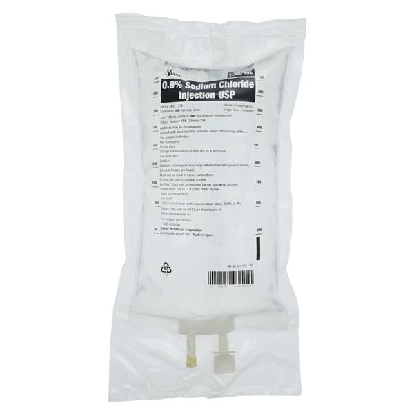 Sodium Chloride Injection, 0.9%, USP, 1000 ml, Dripless Access Container (DAC), Viaflo Plastic Container, 10/cs (Rx) (Continental US Only) (Product Access Restricted. Check with your sales rep to verify eligibility) <Strong style="color:red">Max weekly quantity allowed: 10</Strong>